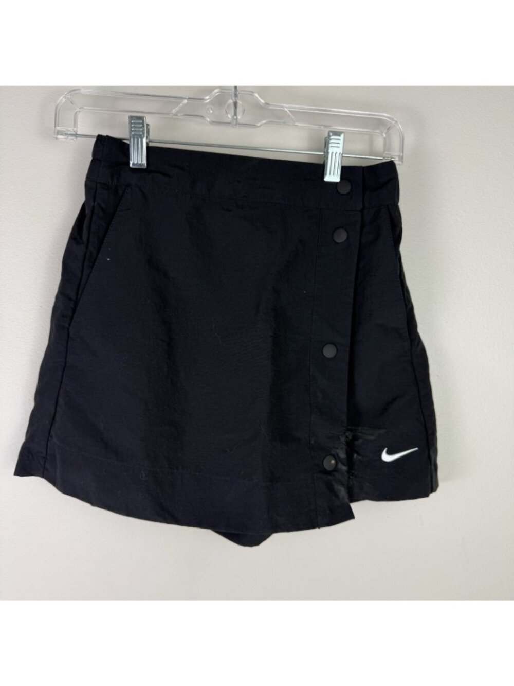 Nike Sportswear Skirt XS Black Snap Mini Swoosh Athletic Casual Y2K AS-IS - Picture 5 of 9